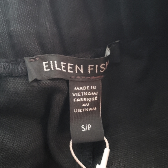 NWT Eileen Fisher Black Tencel Organic Linen Slub Crop Pant See Description - Picture 6 of 11